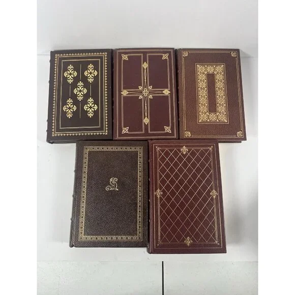 Lot Of 5 Franklin Library Full Leather Books Vintage Decor Collectible Hardcover - Picture 5 of 5